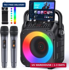 Karaoke Machine, Portable Bluetooth Speaker with 2 Wireless Microphones for Adul