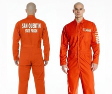 Prison Jumpsuit, Inmate Coveralls, Orange Halloween Costume, Customizable