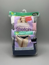 10-Pack HANES Women's Size 8/XL Stretch Tagless Bikinis Breathable Cotton