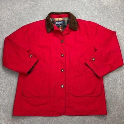 Veste Lands End pour femmes grande toile de chasse rouge corvée de grange vel... - Photo 1/4