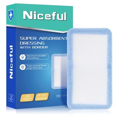 Niceful Super Absorbent Wound Dressing 4'' x 8'' (10 Pcs)   4''x PCS)