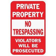 Hy-Ko Heavy-Duty Aluminum Sign, Private Property No Trespassing HW-45 Hy-Ko