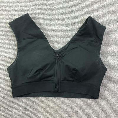 Tommie Copper Sports Bra Womens Medium Black Front Zip Copper Znergy Support