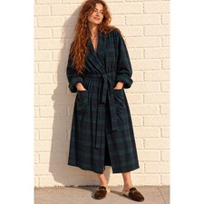 Vintage Pendleton Blue Green Wool Plaid Robe Black Watch Tartan XL