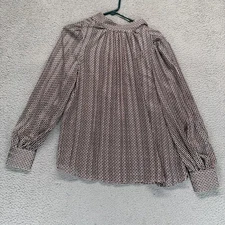 H&M Womens Long Sleeve Keyhole Opening Patterned Blouse Multi Size M