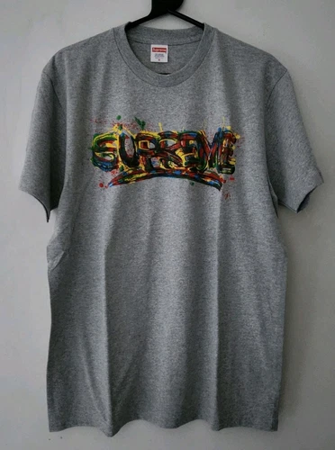 SS20 Supreme Farbe Logo Heather Grau Größe M T shirt
