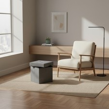 DecHome Pouf Contenitore Quadrato in Tessuto 38x40x38 cm Grigio Scuro