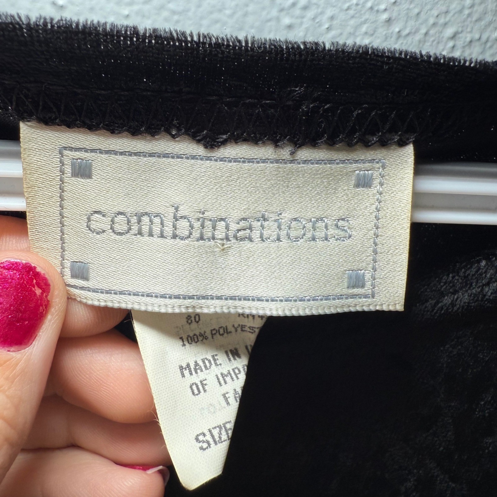 Combinations Black Velvet Patchwork Long Sleeve T… - image 3