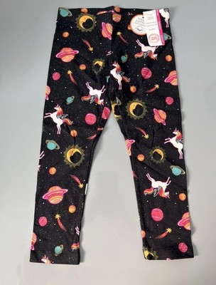 Wonder Nation Girls XS (4-5) Cotton Stretch Full Length Space Unicorn Leggings