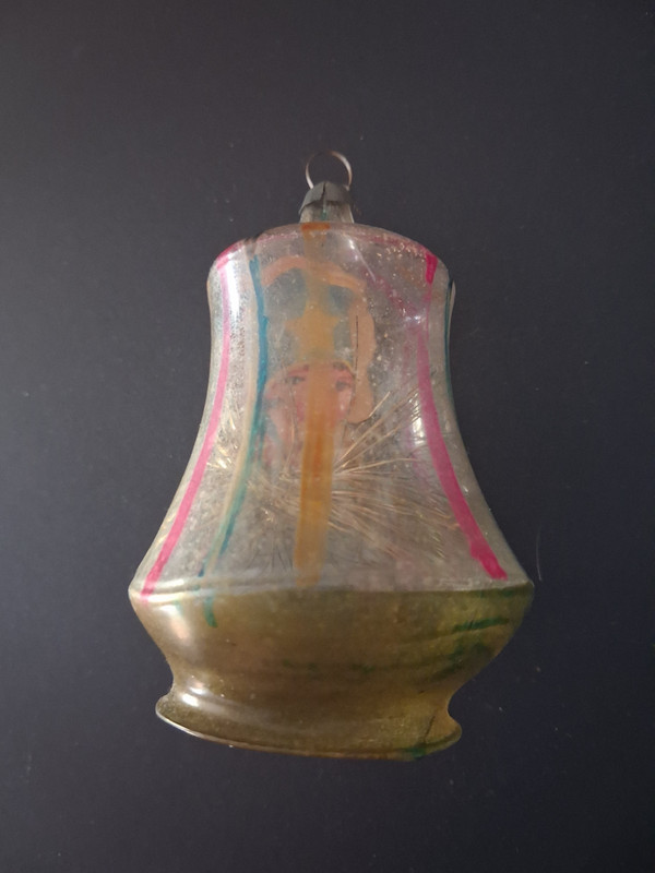 Antique German Unslv. Glass German Girl Scrap Ornament