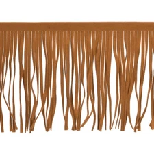 2 Yards 4 Inch PU Leather Fringe Trim DIY Tassel Fringe for Sewing Brown