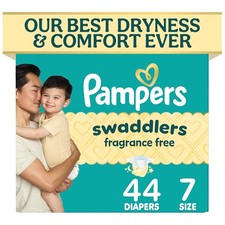 Pampers Swaddlers Diapers, Size 7 26-50 lbs , 44 Count, Fragrance Free, Hypoall