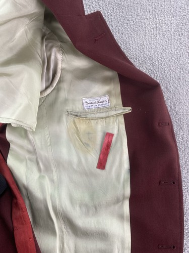 Vintage Corbin Blazer 44 R Red Wool Polyester Gold Buttons University Premium - Picture 15 of 17
