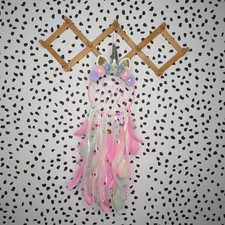 Pink Unicorn Feather Dream Catcher Wall Hanging Kids Room Decor
