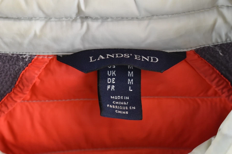 LANDS END Grey Down Padded Jacket size M Mens Quilted Full Zip Casual Outdoors - Image 4 of 4