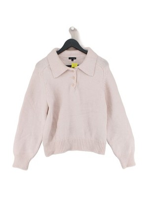 Soeur Damen Polo UK 10 Rosa 100% Wolle Langarm Kragen Basic