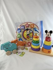 Melissa Doug Disney Mickey Mouse Wooden Shapes Numbers Clock,stacker animals
