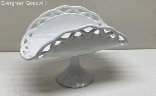 Vintage Indiana Colony White Milke Glass Fruit Bowl 9in Tall