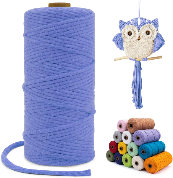 Makramee Garn Haze Blau, Makramee Garn 3Mm X 100M Einfach Gedrehte Baumwollkorde-image