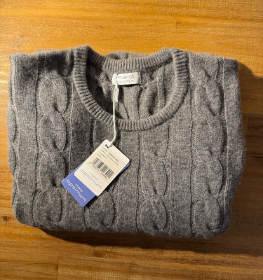 MALO Optimum Herren Strickpullover Pullover Zopfmuster Gr. L Wolle Kaschmir 540 