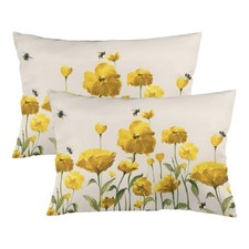 Florals Decorative Pillowcase Queen Size Set of 2 Spring Floral Flowers Throw...