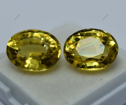 18.56 Carat Pair Natural Oval Cut Yellow Sapphire CERTIFIED Loose Gemstone - Picture 3 of 9