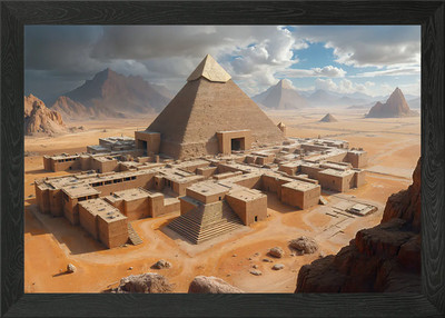 Alte Ägyptische Pyramide Stadt Gerahmtes Wandbild Poster Leinwanddruck Bild