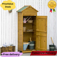Wooden Garden Storage Shed Tool Cabinet w/ Lockable Door Roof 191.5 X 79 X 49 cm