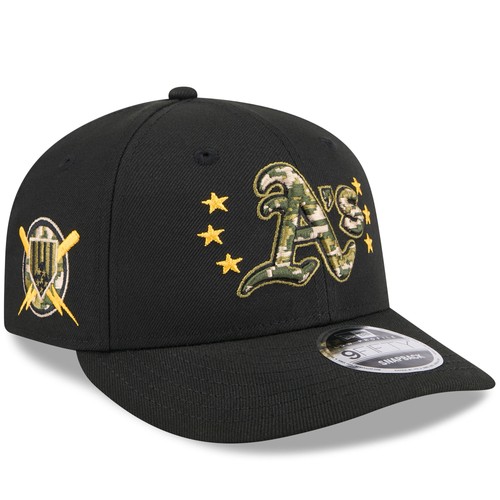 Herren New Era schwarz Leichtathletik 2024 Armed Forces Day niedriges Profil 9FIFTY Druckknopflasche