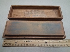 Vintage Norton Pike India Oilstone Fine Grit Bench Sharpening Stone Wooden Box