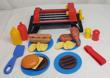 1999 Fisher Price SIZZLING BARBECUE Grill w Sizzle Glow Fun with Play Food