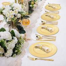 50Pack Gold PP Round Charger Plates 12.99&ldquo; Decor Table Chargers for WeddingParty