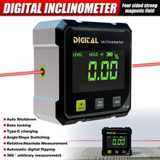 360° Magnetic Digital Angle Gauge Finder With Laser Inclinometer Level Meter UK