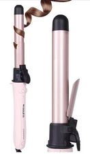 Rotating Curling Iron 1 Inch, Global Voltage Auto Curling Iron with Clamp 5 Heat