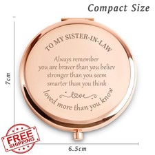MLLXX Sister in Law Compact Mirror Gift, Inspirational Engraved