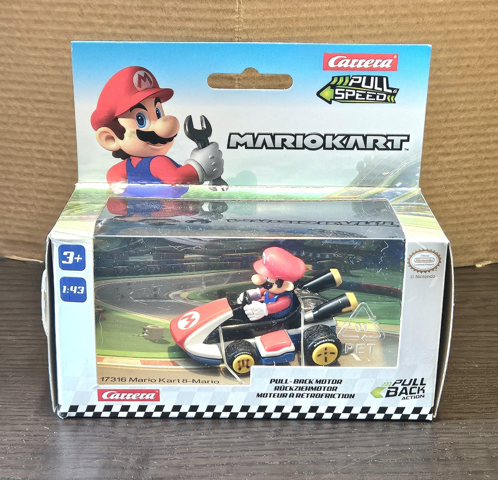 Pull & Speed Mario Kart - Mario Racer  Nintendo Pull Back Action 1/43 - New