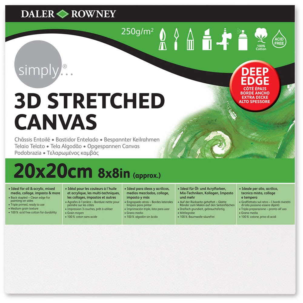 Daler Rowney 3D Stretched Canvas 20x20x4cm