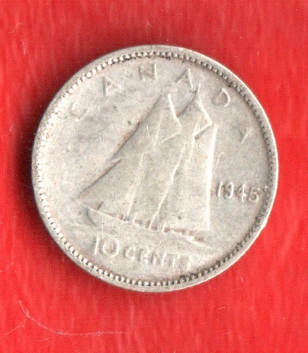 CANADA 10 CENTS 1945  SILVER