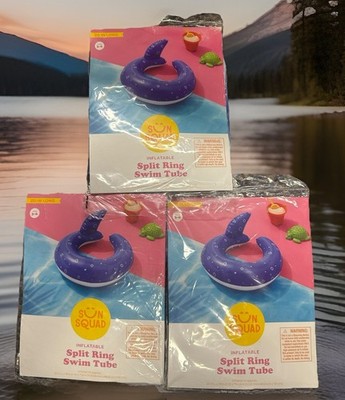 Sun Squad Inflatable Swim Tube 20'' Shark Fin Split Ring Pool Float New 3 pack
