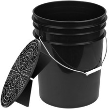 Wascheimer Putzeimer mit Schmutzauffanggitter schwarz 20L Siebeinlage Einsatz