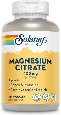 Solaray Magnesium Citrate 400 mg, 180 Vegcaps