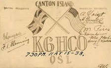 Canton Island British & Americans QSL 1938 RPPC Photo Postcard COPY