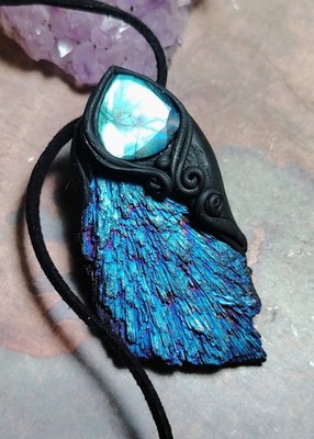 Andromedan Starseed Necklace Teal  Blue Kyanite. Labradorite  Origins Jewelry