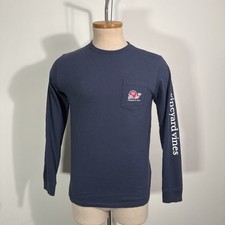Vineyard Vines Youth Pocket Navy Blue Long Sleeve Football T Shirt Size L 16