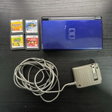 Nintendo DS Lite Cobalt Blue Handheld Console Working Charger And 4 Games