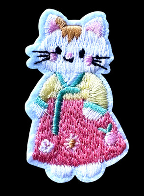 Cute Cartoon Cat iron on Embroidery patch 2+3/8 x 1+1/2 inch FREE SHIPPING