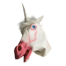 Magical Unicorn Mask Deluxe Full Face Horse Head Latex Rubber Animal Costume
