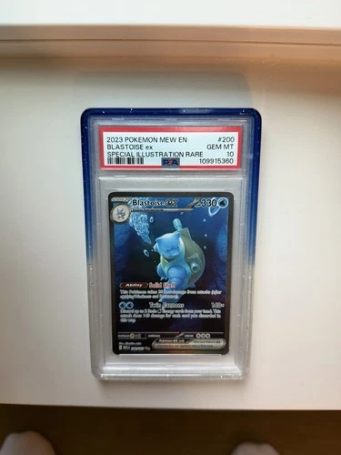 Pokemon 151 Blastoise EX 200/165  PSA 10 with Rare Blue Raspberry Graded Guard