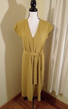 Zara Mustard Yellow Button Front Tie Waist Sleeveless Midi Dress Small NWT