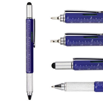 Metal Multi tool Pen 6-in-1 Stylus Pen - With Screwdriver, Ballpoint Pen Blac...